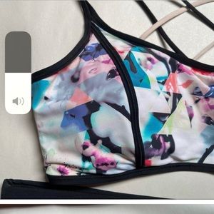 Calia Two Peice Swimsuit High Waited Bottoms Sporty Cut Out Lightly Padded Top